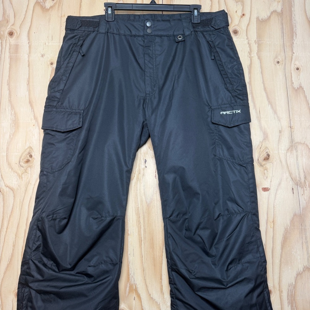 Arctix Snow Pants Mens XL 40 Black Insulated Cargo Ski Snowboard Water Resistant